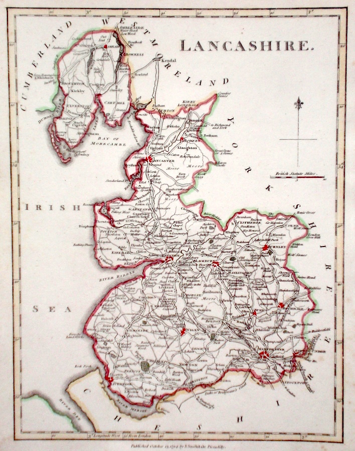 Antique Maps of Lancashire